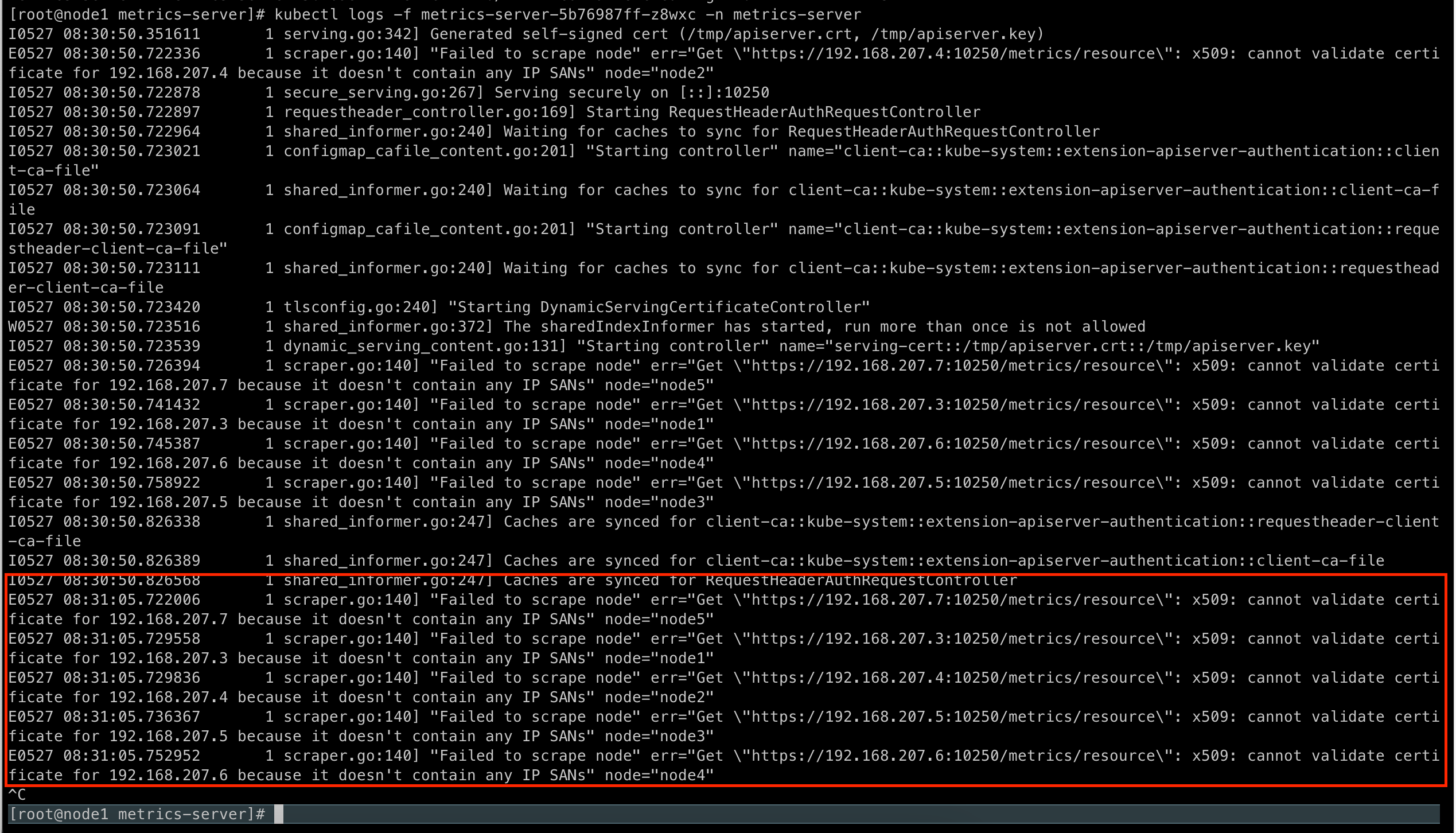 kubelet "서버" 를 위한 인증서 (kubelet.crt, kubelet.key) (feat: Metrics-Server TLS 인증서 오류 조치)