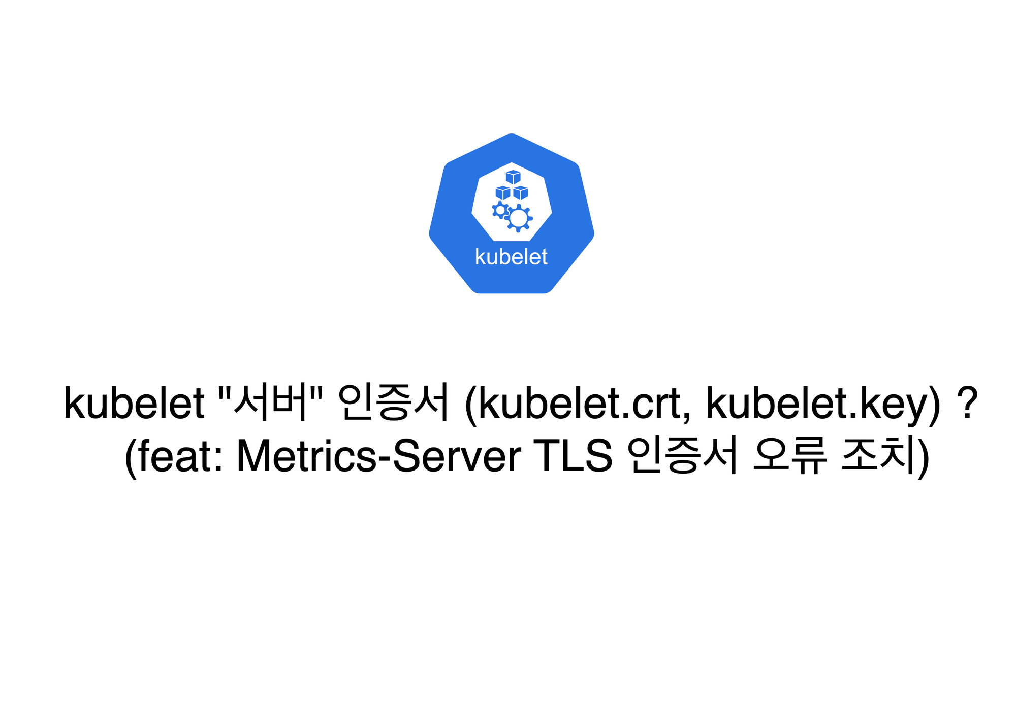 kubelet "서버" 를 위한 인증서 (kubelet.crt, kubelet.key) (feat: Metrics-Server TLS 인증서 오류 조치)